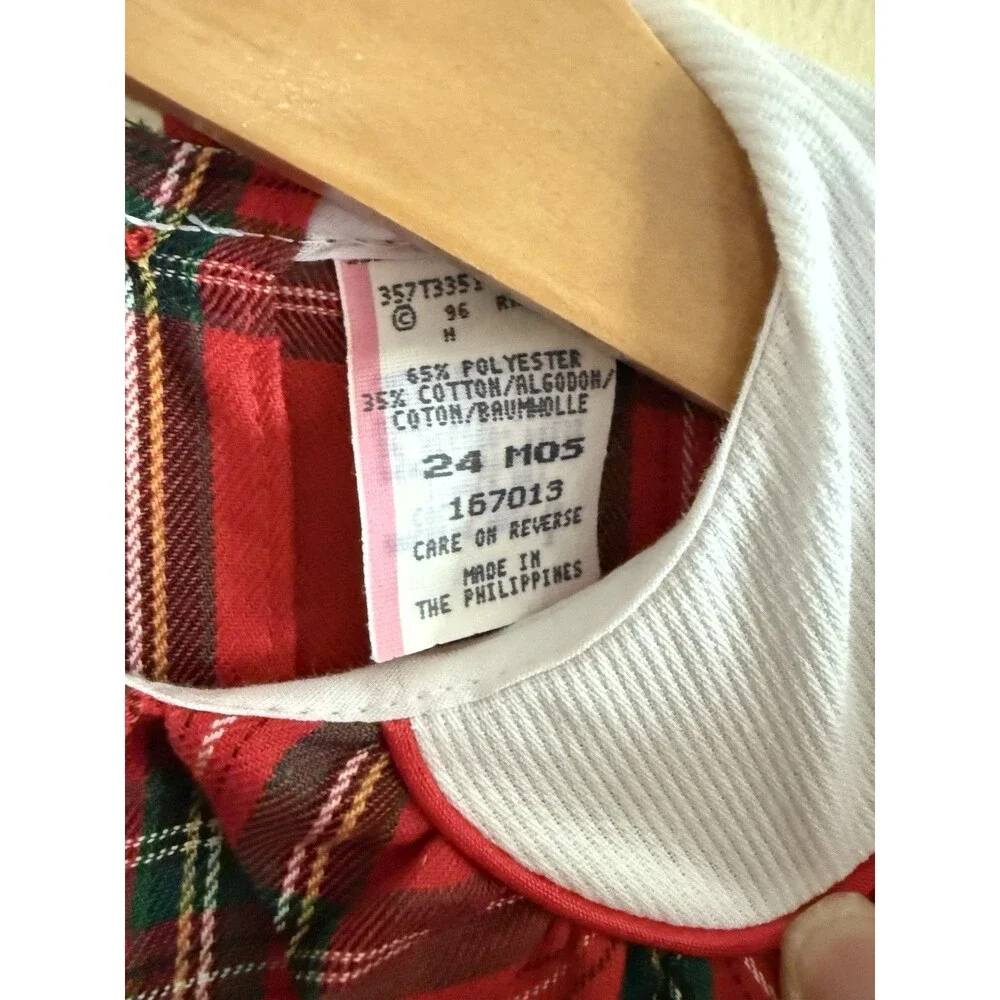 Vintage Holiday Smocked Plaid Romper Cottage‎ Core 24 Months Collared NWOT